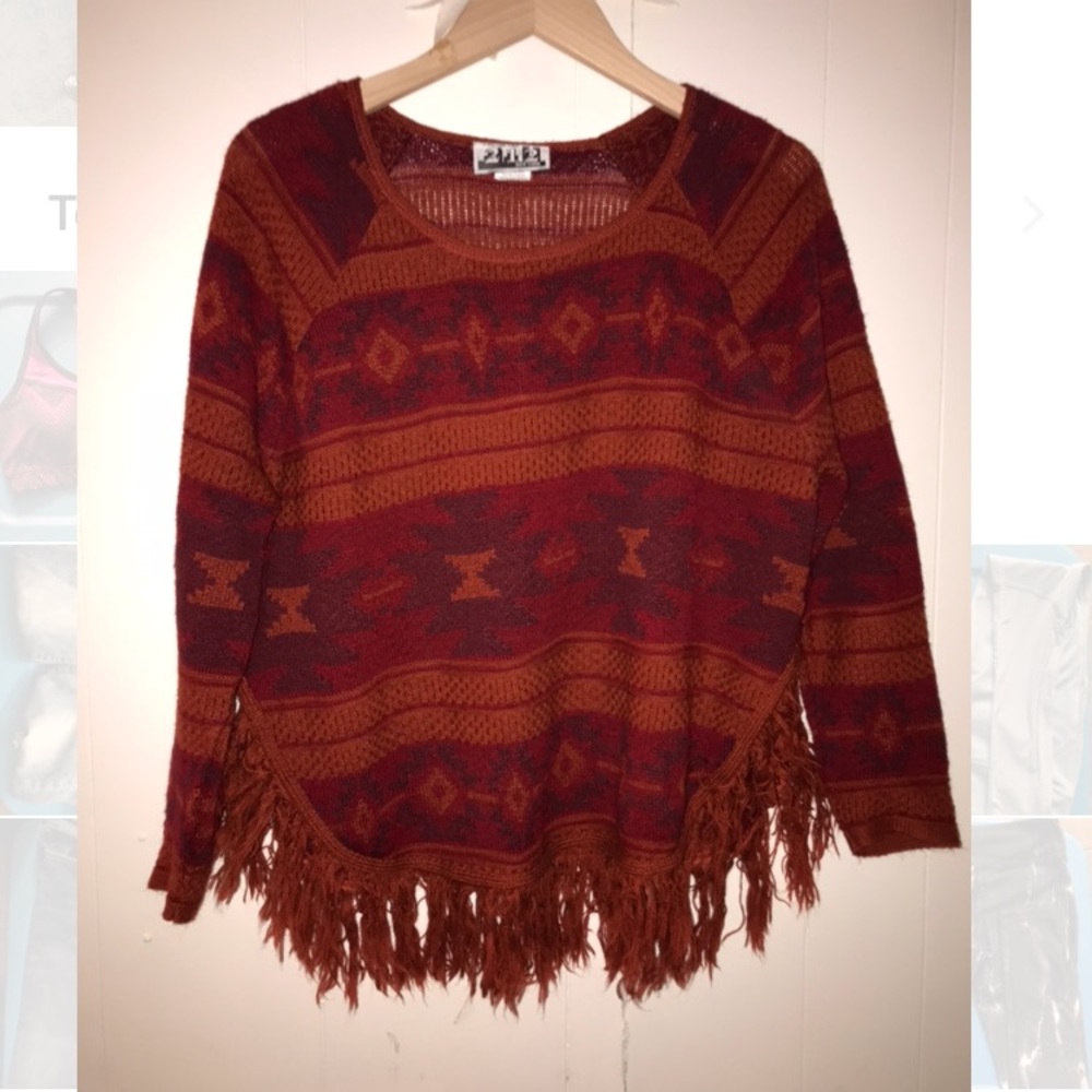 Aztec pattern shrug/poncho